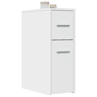 Thumbnail for Badschrank Schmal mit Rollen Weiß Holzwerkstoff