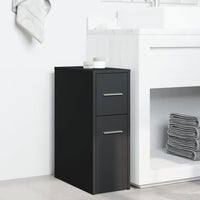 Thumbnail for Badschrank Schmal mit Rollen Schwarz Holzwerkstoff