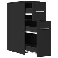 Thumbnail for Badschrank Schmal mit Rollen Schwarz Holzwerkstoff