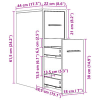 Thumbnail for Badschrank Schmal mit Rollen Schwarz Holzwerkstoff