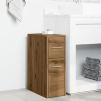 Thumbnail for Badschrank Schmal mit Rollen Artisan-Eiche Holzwerkstoff