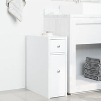 Thumbnail for Badschrank Schmal mit Rollen Weiß Holzwerkstoff