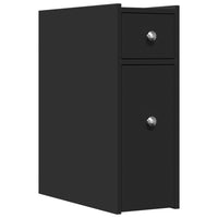 Thumbnail for Badschrank Schmal mit Rollen Schwarz Holzwerkstoff
