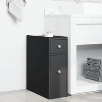 Thumbnail for Badschrank Schmal mit Rollen Schwarz Holzwerkstoff