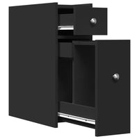 Thumbnail for Badschrank Schmal mit Rollen Schwarz Holzwerkstoff
