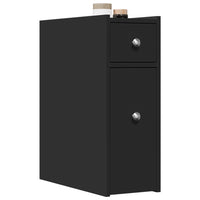 Thumbnail for Badschrank Schmal mit Rollen Schwarz Holzwerkstoff