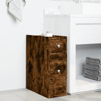 Thumbnail for Badschrank Schmal mit Rollen Räuchereiche Holzwerkstoff
