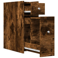 Thumbnail for Badschrank Schmal mit Rollen Räuchereiche Holzwerkstoff