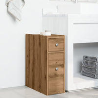 Thumbnail for Badschrank Schmal mit Rollen Artisan-Eiche Holzwerkstoff