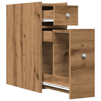 Thumbnail for Badschrank Schmal mit Rollen Artisan-Eiche Holzwerkstoff