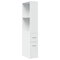 Thumbnail for Badschrank Schmal mit Rollen Weiß Holzwerkstoff