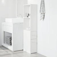 Thumbnail for Badschrank Schmal mit Rollen Weiß Holzwerkstoff