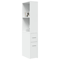 Thumbnail for Badschrank Schmal mit Rollen Weiß Holzwerkstoff