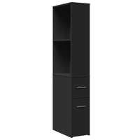 Thumbnail for Badschrank Schmal mit Rollen Schwarz Holzwerkstoff