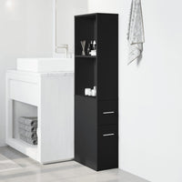 Thumbnail for Badschrank Schmal mit Rollen Schwarz Holzwerkstoff