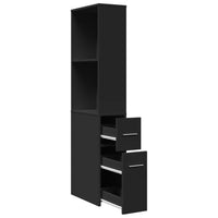 Thumbnail for Badschrank Schmal mit Rollen Schwarz Holzwerkstoff