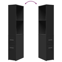 Thumbnail for Badschrank Schmal mit Rollen Schwarz Holzwerkstoff