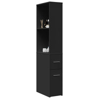 Thumbnail for Badschrank Schmal mit Rollen Schwarz Holzwerkstoff