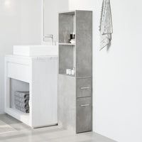 Thumbnail for Badschrank Schmal mit Rollen Betongrau Holzwerkstoff
