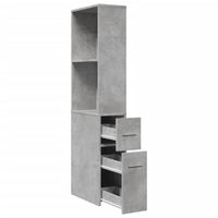 Thumbnail for Badschrank Schmal mit Rollen Betongrau Holzwerkstoff