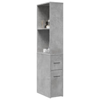 Thumbnail for Badschrank Schmal mit Rollen Betongrau Holzwerkstoff