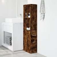 Thumbnail for Badschrank Schmal mit Rollen Räuchereiche Holzwerkstoff