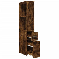 Thumbnail for Badschrank Schmal mit Rollen Räuchereiche Holzwerkstoff