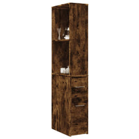 Thumbnail for Badschrank Schmal mit Rollen Räuchereiche Holzwerkstoff