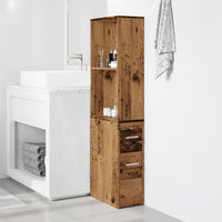 Thumbnail for Badschrank Schmal mit Rollen Altholz-Optik Holzwerkstoff