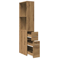 Thumbnail for Badschrank Schmal mit Rollen Artisan-Eiche Holzwerkstoff