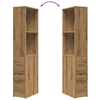 Thumbnail for Badschrank Schmal mit Rollen Artisan-Eiche Holzwerkstoff
