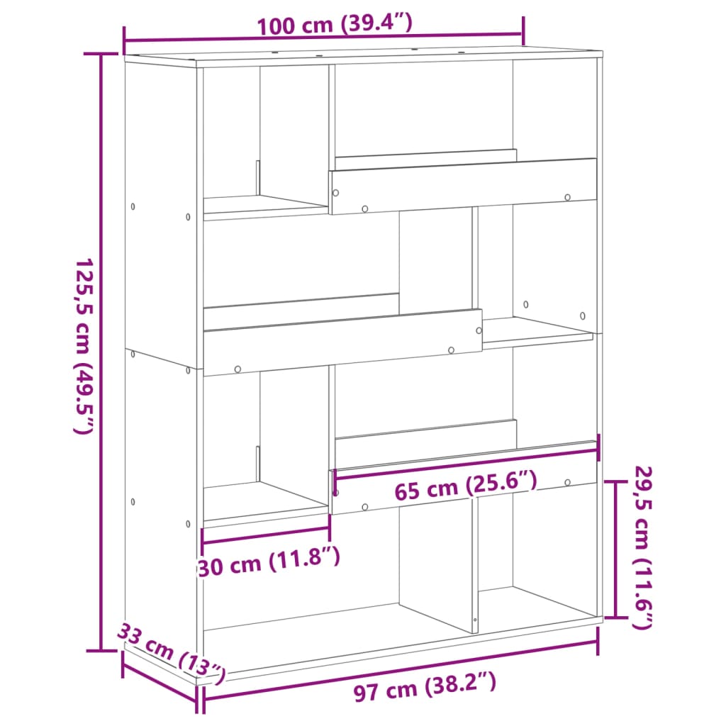 Bücherregal Schwarz 100x33x125,5 cm Holzwerkstoff