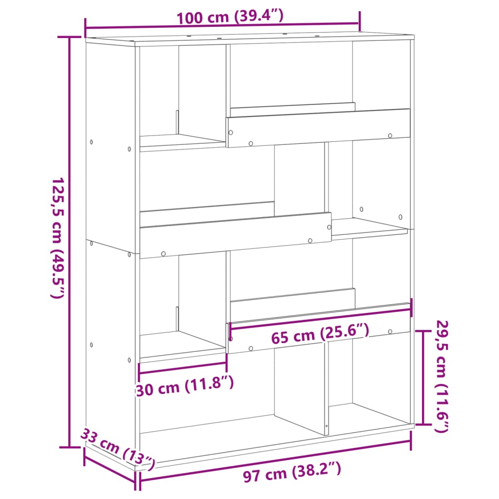 Bücherregal Betongrau 100x33x125,5 cm Holzwerkstoff