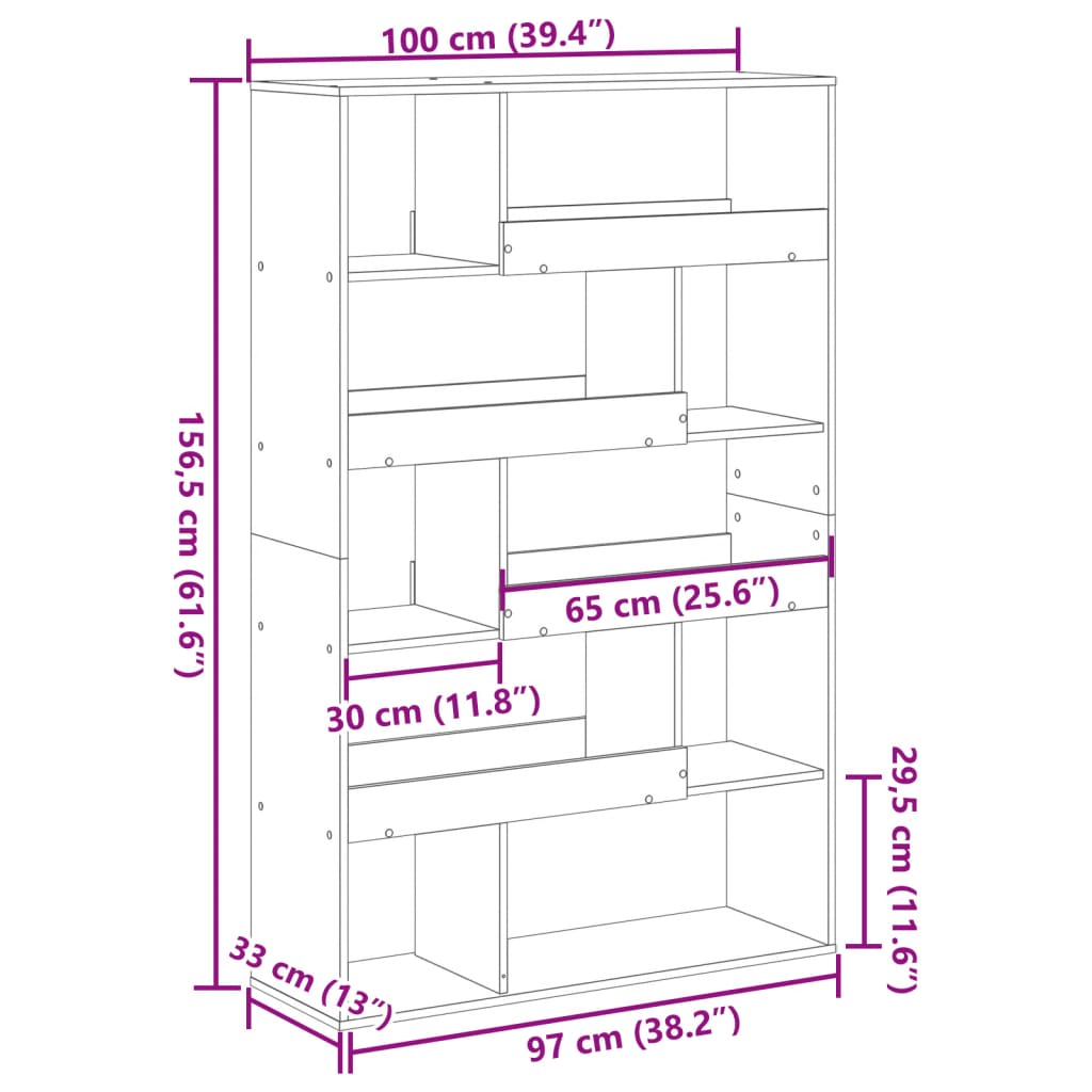 Bücherregal Sonoma-Eiche 100x33x156,5 cm Holzwerkstoff