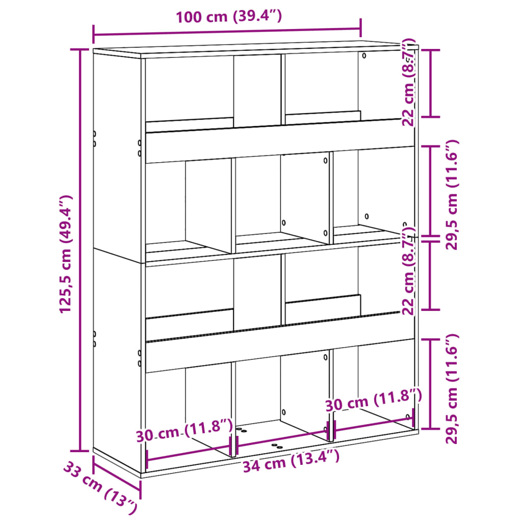 Bücherregal Weiß 100x33x125,5 cm Holzwerkstoff