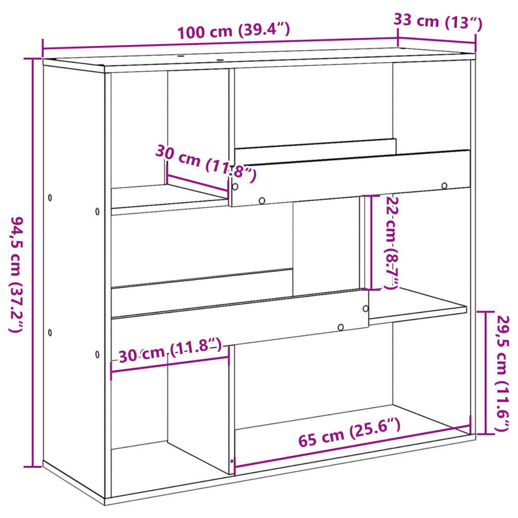 Raumteiler Grau Sonoma 100x33x94,5 cm Holzwerkstoff