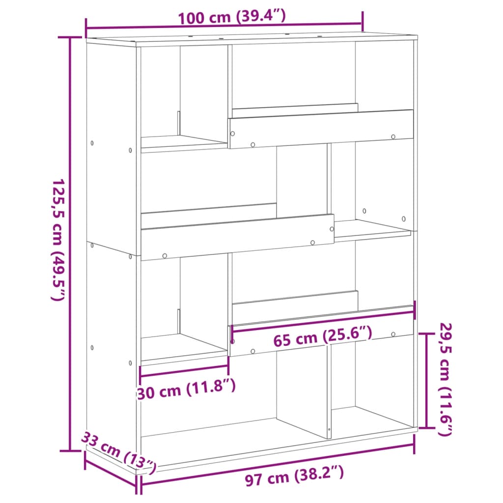 Raumteiler Weiß 100x33x125,5 cm Holzwerkstoff