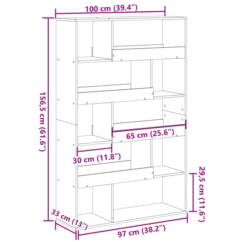 Raumteiler Grau Sonoma 100x33x156,5 cm Holzwerkstoff