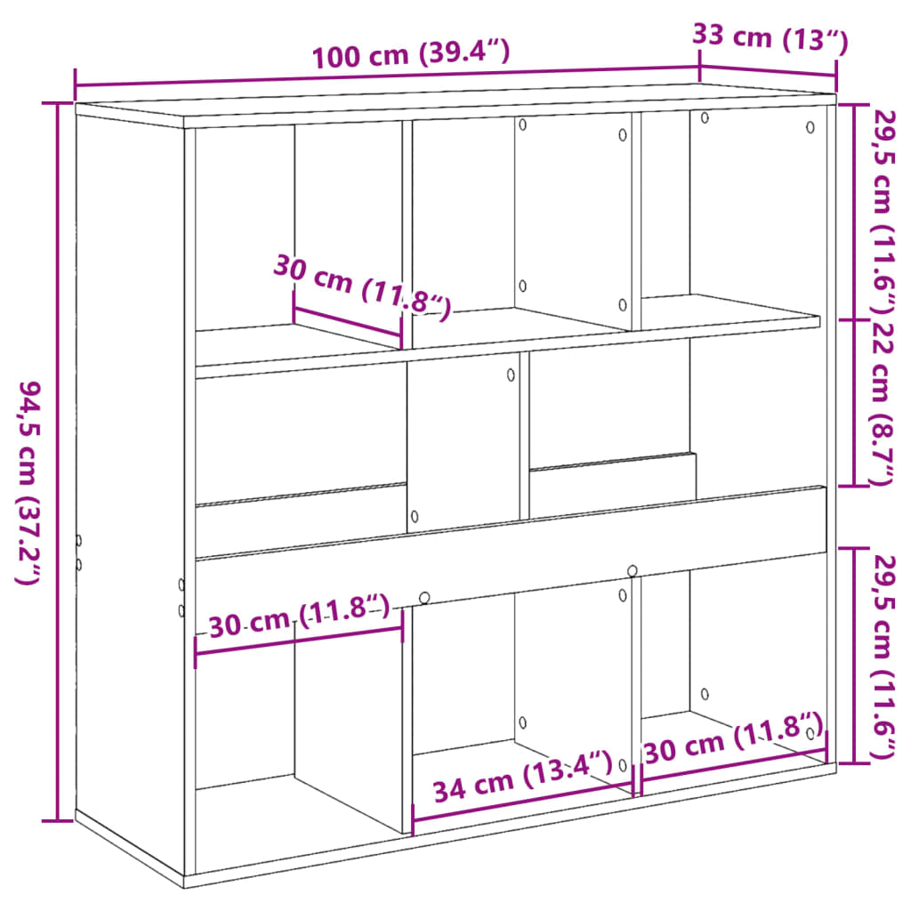 Raumteiler Schwarz 100x33x94,5 cm Holzwerkstoff