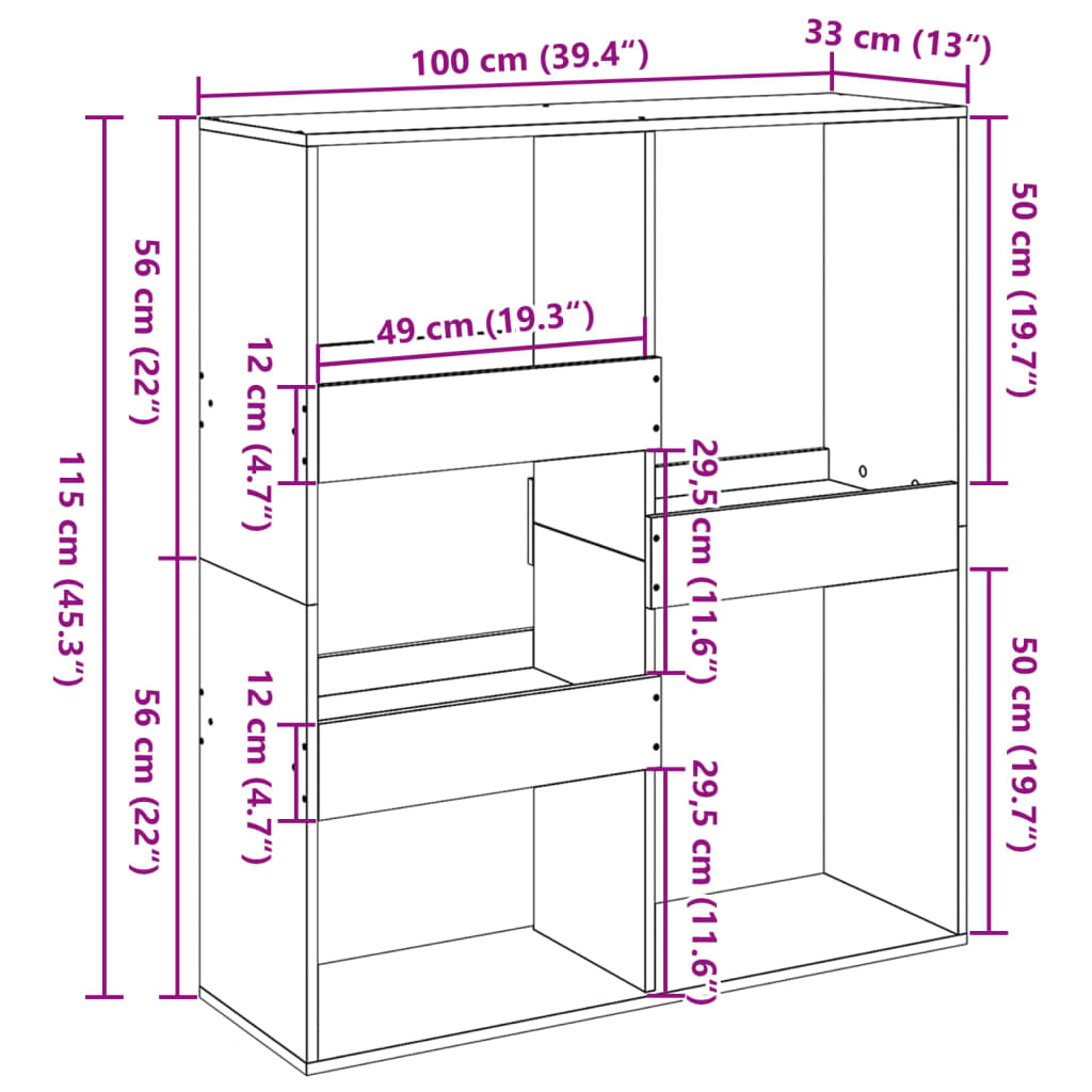 Raumteiler Weiß 100x33x115 cm Holzwerkstoff