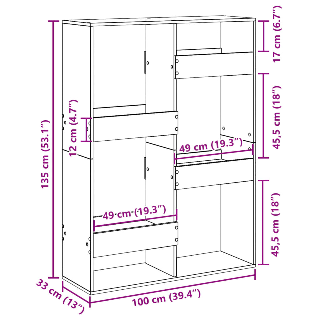 Raumteiler Weiß 100x33x135 cm Holzwerkstoff