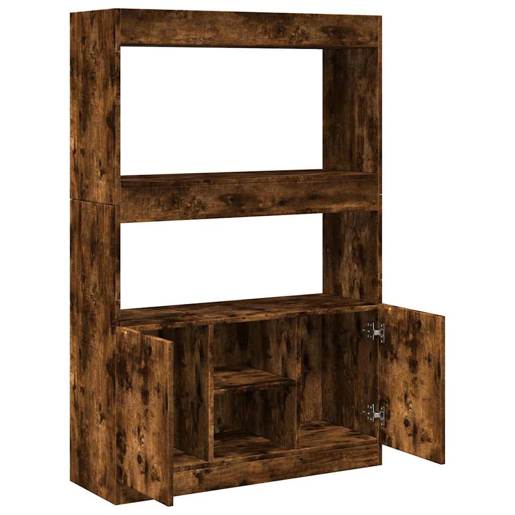 Highboard Räuchereiche 92x33x140 cm Holzwerkstoff