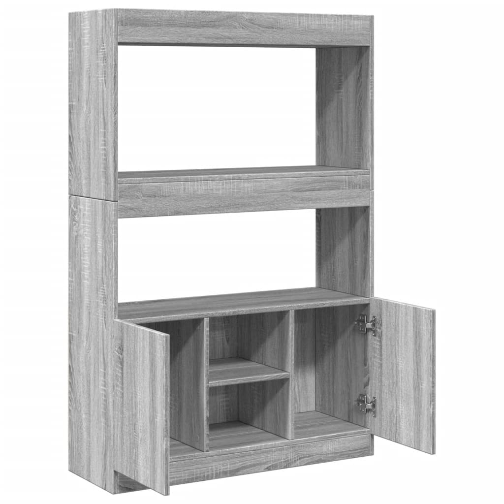 Highboard Grau Sonoma 92x33x140 cm Holzwerkstoff