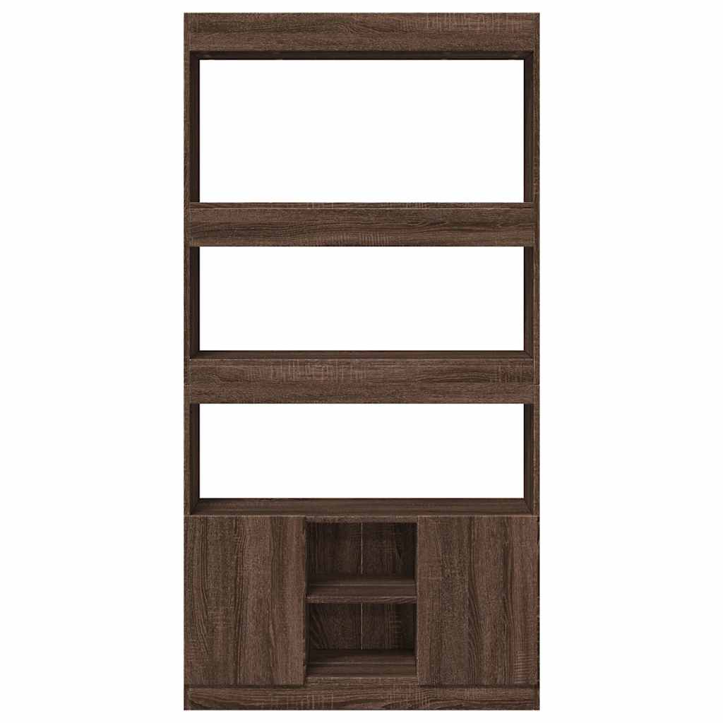 Highboard Braun Eichen-Optik 92x33x180 cm Holzwerkstoff