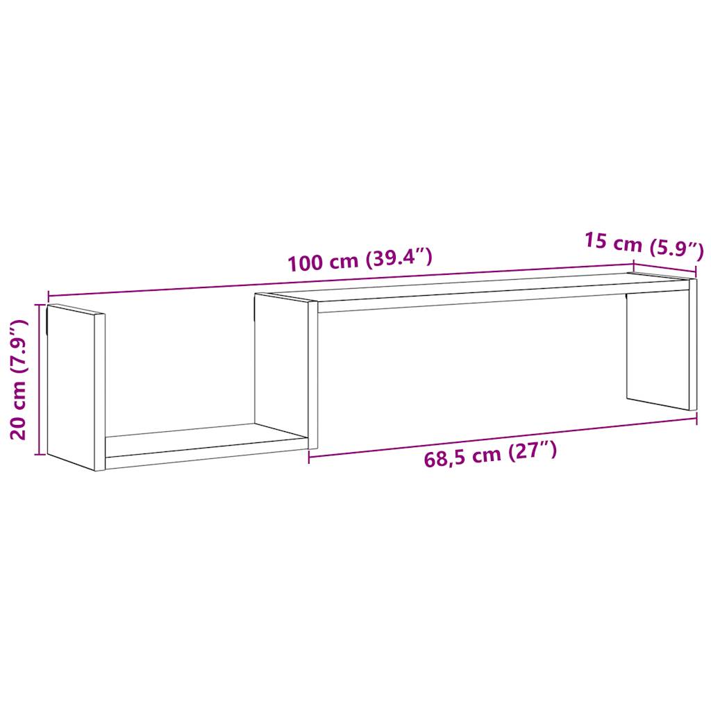 Wandregale 2 Stk. Artisan-Eiche 100x15x20 cm Holzwerkstoff