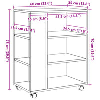 Thumbnail for Rollcontainer Altholz-Optik 60x35x75 cm Holzwerkstoff