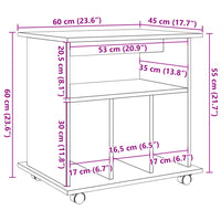 Thumbnail for Rollcontainer Artisan-Eiche 60x45x60 cm Holzwerkstoff