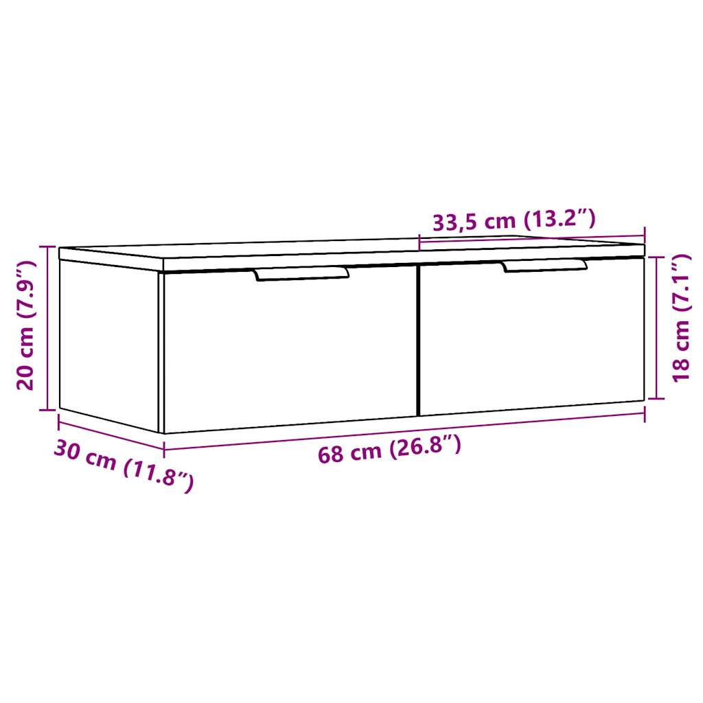 Wandschrank Artisan-Eiche 68x30x20 cm Holzwerkstoff