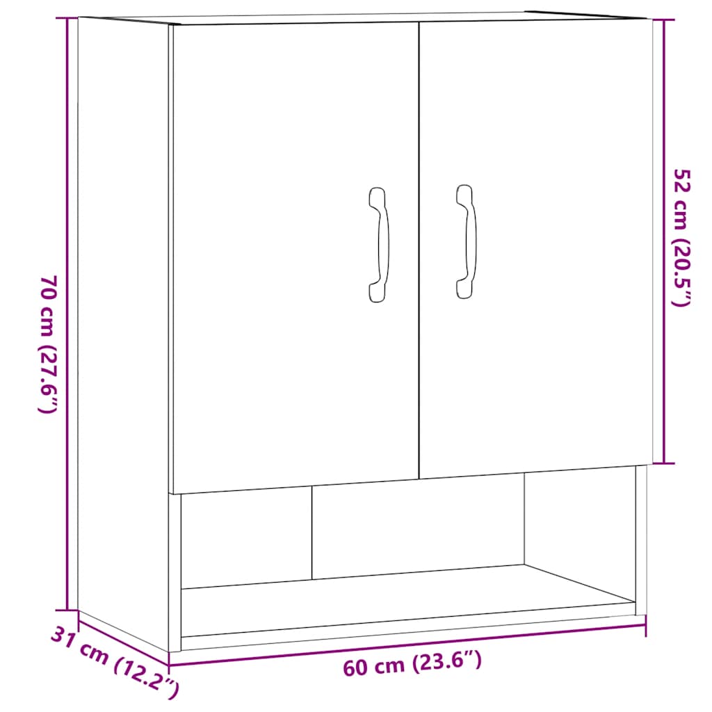 Wandschrank Artisan-Eiche 60x31x70 cm Holzwerkstoff