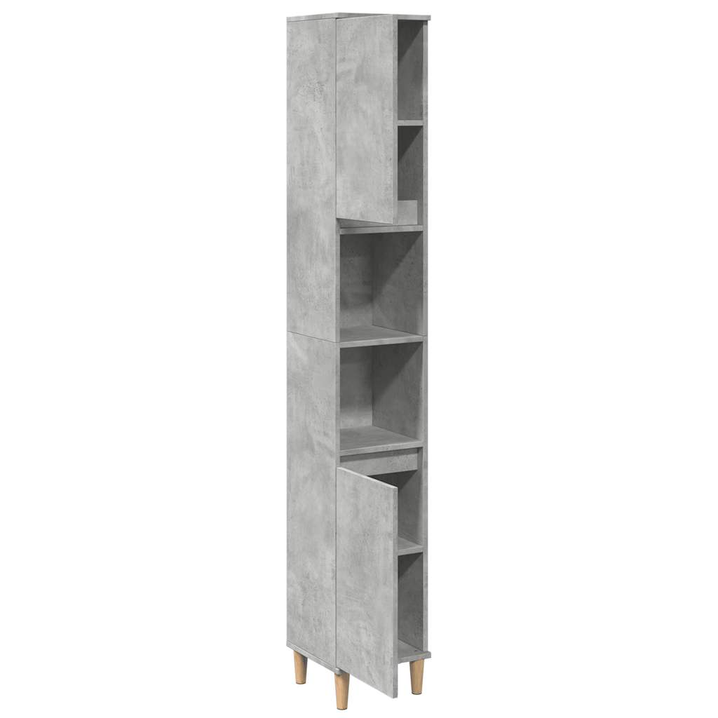 Badschrank Betongrau 30x30x190 cm Holzwerkstoff